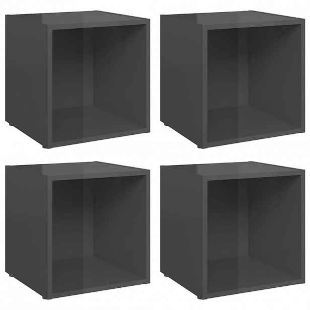 vidaXL TV stolky 4 ks šedé vysoký lesk 37x35x37 cm kompozitní dřevo