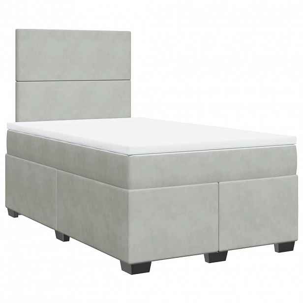 vidaXL Box spring postel s matrací světle šedá 120 x 200 cm samet