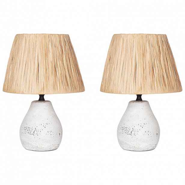 Beliani STOLNÍ LAMPA 2 ks sada Keramika Krémově bílá Arwadito
