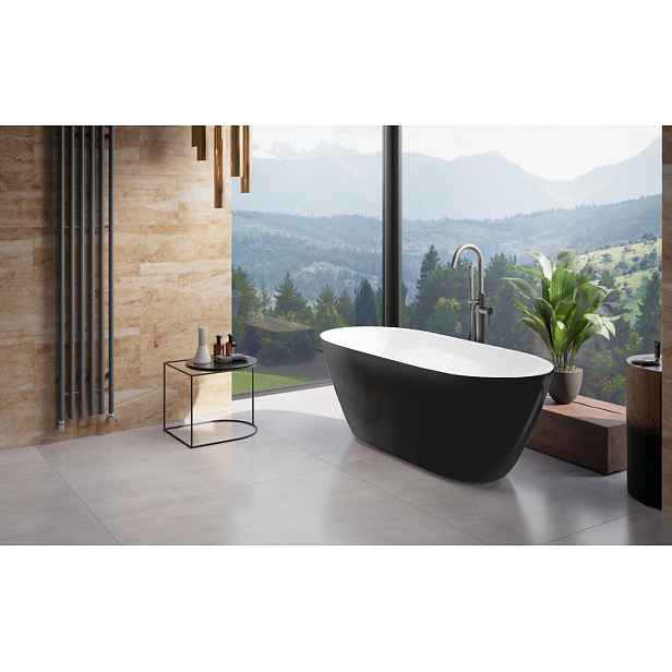 BESCO Olsen Spa  MOYA VANMOYA160ZCBWL - Volně stojící vana MOYA černá lesklá / bílá