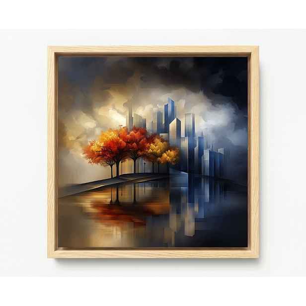 Obraz Rám American Box Město Mrakodrapy Stromy Podzim 60x60
