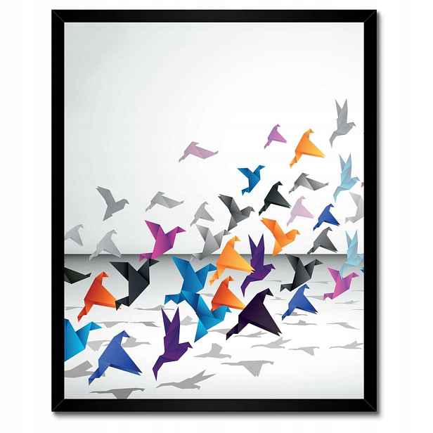 Plakáty v rámu 40x50 Origami Ptáci v letu