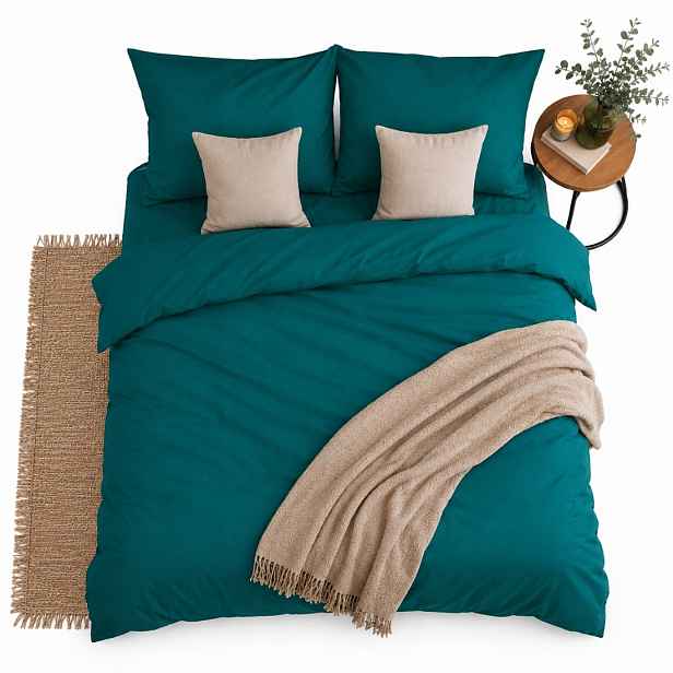 Povlečení smaragdově modré matné 220x200 jednobarevné 200x220