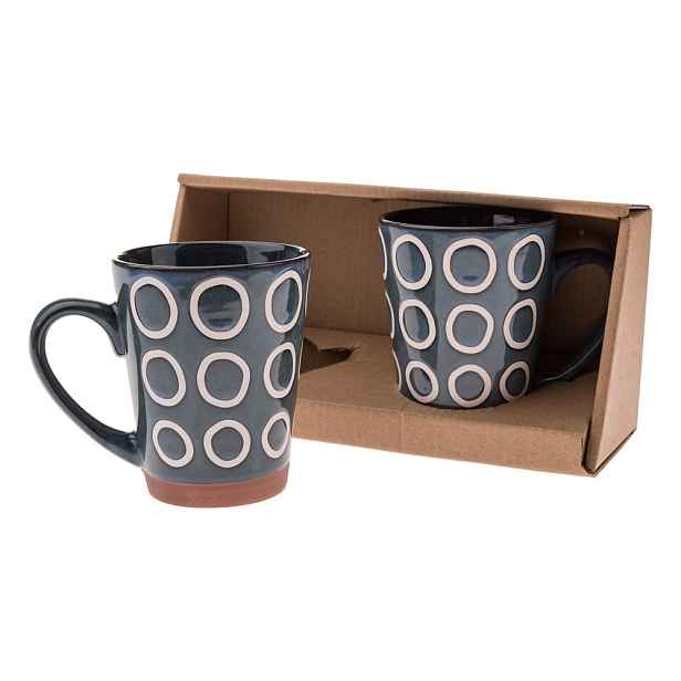 Tmavě modré keramické hrnky v sadě 2 ks 380 ml Rings – Dakls