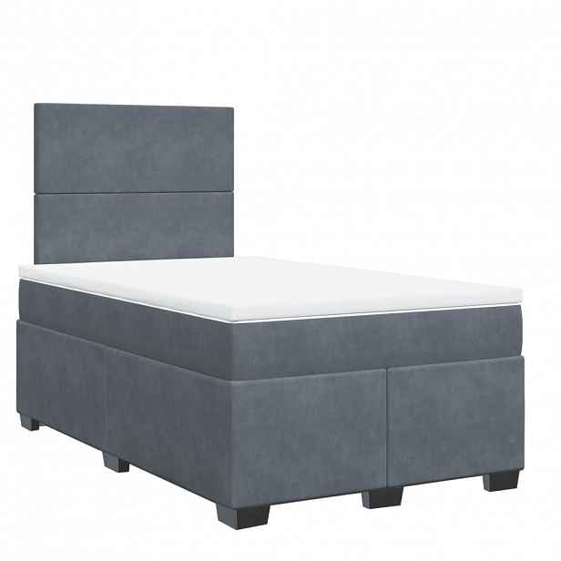 vidaXL Box spring postel s matrací tmavě šedá 120 x 200 cm samet