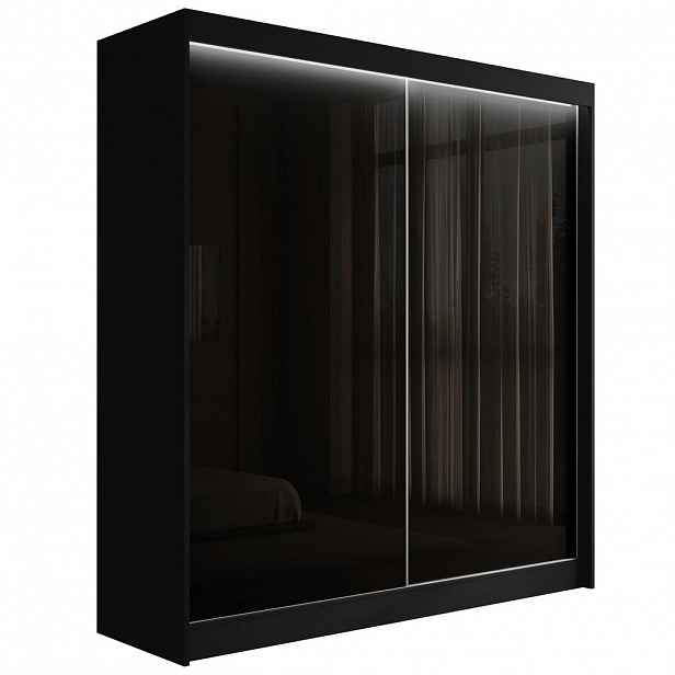 ALTDECOR ŠATNÍ SKŘÍŇ PEKA s LED - 200 cm - černá