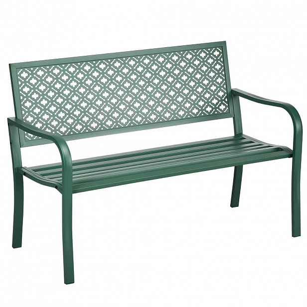 Outsunny LAVIČKA S KVĚTINOVÝM VZOREM, max. 240 kg, 127 x 63 x 83 cm, ocel, tmavě zelená