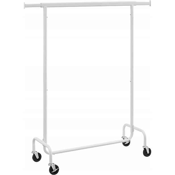 Věšák na oblečení na kolečkách, bílý, 160 cm, 130 kg