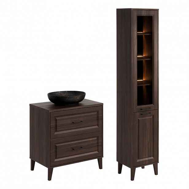 Petits-meubles KOUPELNOVÝ NÁBYTEK 80cm Moka 2er-Set Dřevo