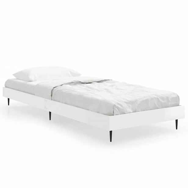 vidaXL Rám postele bílý s vysokým leskem 75 x 190 cm kompozitní dřevo