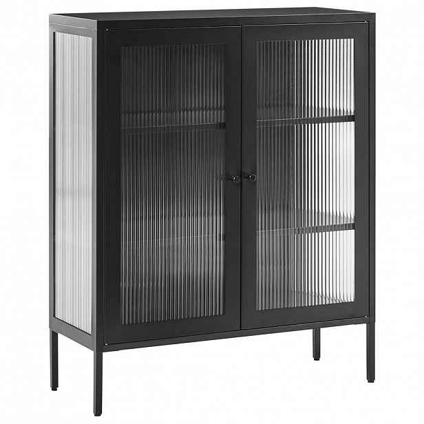 Beliani SIDEBOARD se skleněnými dveřmi Kov 90 cm Černý Lerryn