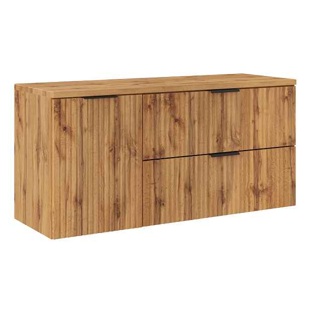 Comad Závěsná skříňka pod umyvadlo Casad s deskou a košem na prádlo 120 cm dub wotan