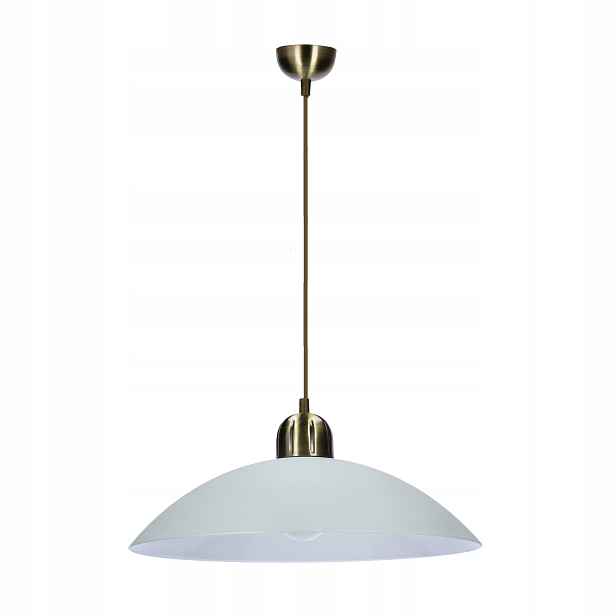 Elegantní závěsná lampa Mira Patina s bílým stínítkem, klasická, jednoduchá