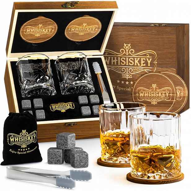 Skleničky Na Whisky Sada S Kameny A Elegantní Krabičkou Na Dárek