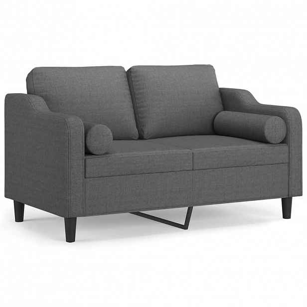 vidaXL 2místná pohovka s polštáři tmavě šedá 120 cm textil