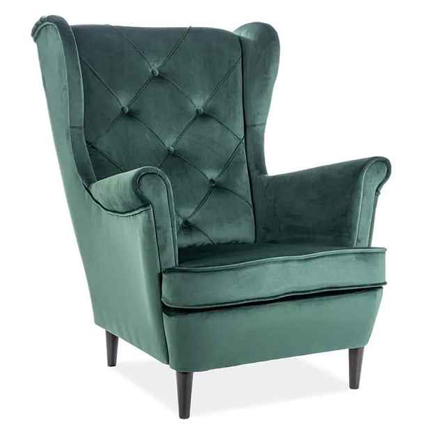 Casarredo Čalouněné křeslo LADY velvet zelená/wenge