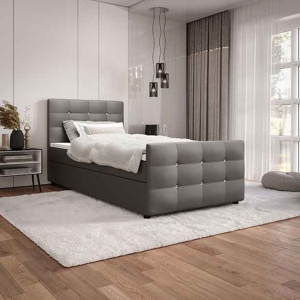 Jednolůžková postel 100x200 KAUR s úložným prostorem - šedá