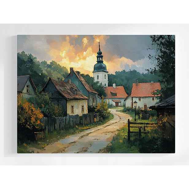 Plakát Krajina Vesnice Domy Kostel Cesta Podlasie 100x75