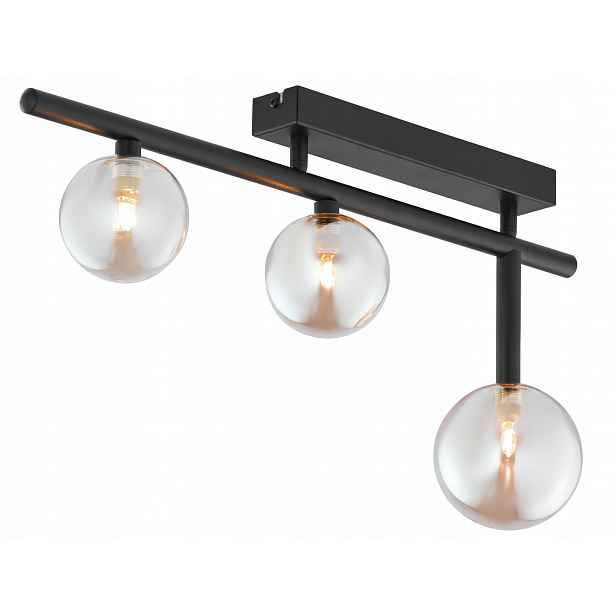 Stropní Svítidlo Neptun Černá Jantarová Skleněná Stínidla 3xG9 Závěsná lampa