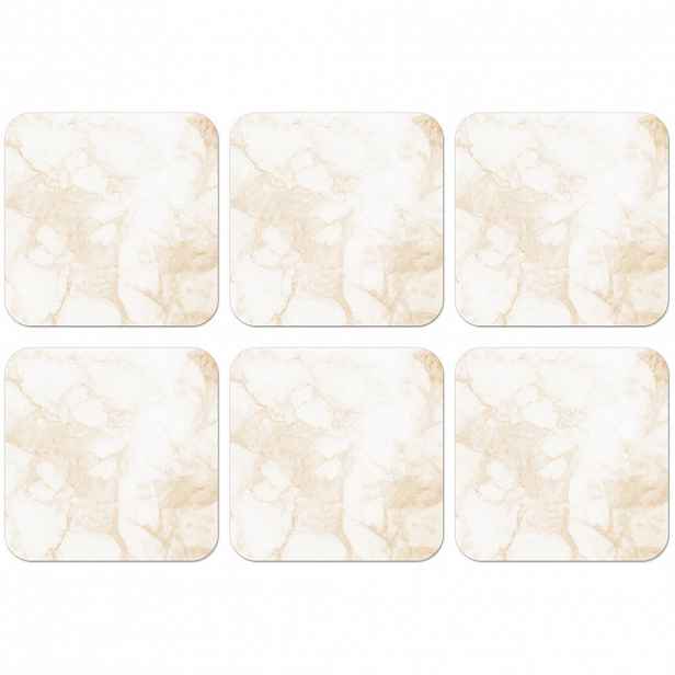 MuchoWow SADA 6 PODTÁCKŮ POD SKLENIČKY Mramor - Bílá - Zlatá - Luxusní 10x10 cm