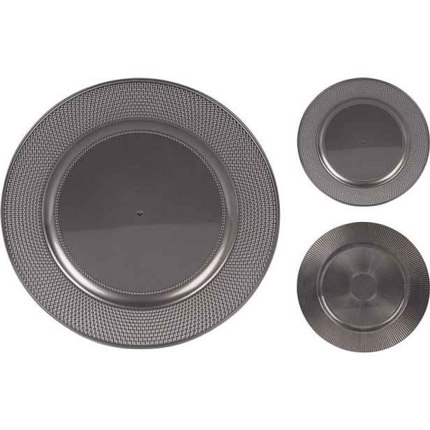 podnos d33cm, STŘÍBNÝ, plast