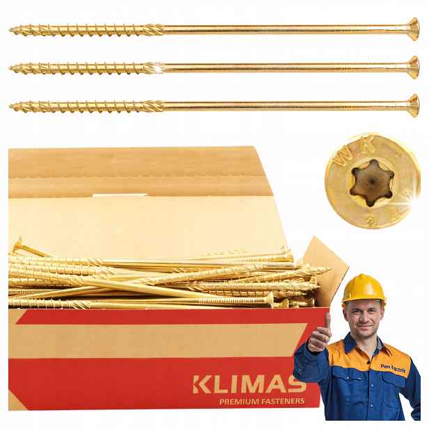 Tesařské Vruty Do Dřeva 8x220 Kuželové Torx 50 Ks WKCS-08220 Klimas