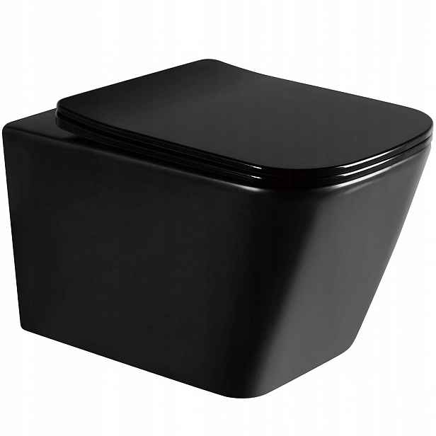 Wc Mísa Černá Závěsná Rea Julio Black Mat Slim Rimless Závěsná 35,5 cm