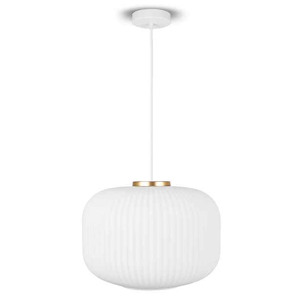Závěsná stropní lampa bílá Zlatá E27 skleněná Glamour do ložnice obývacího pokoje