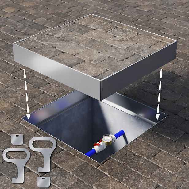 Revizní poklop Šachta 700x700x80 mm Nerezová Ocel Lock Up System
