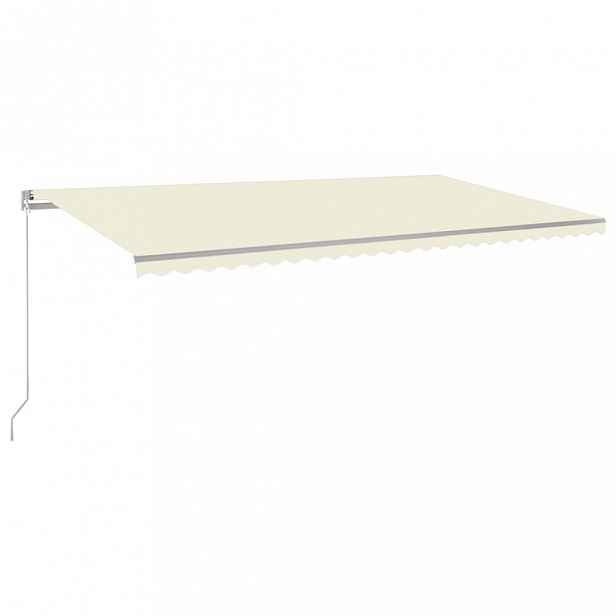 Ručně zatahovací markýza s LED světlem 600x300 cm Dekorhome Krémová