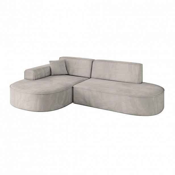 ALTDECOR ROHOVÁ SEDAČKA s otomanem vlevo MARI-L1 – 243 x 171 x 79 cm světle hnědá velur