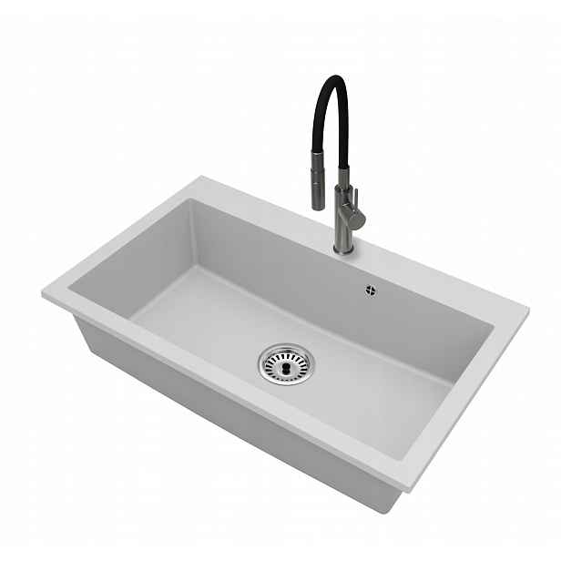 Kuchyňský granitový dřez Jednokomorový Elite 80 Baterie Sifon Chrom