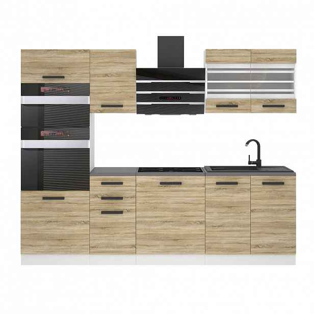 B BELINI GROUP KUCHYŇSKÁ LINKA Tracy 240 cm, s pracovními deskami, Dub Sonoma