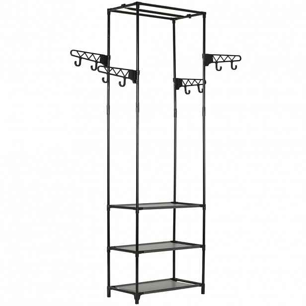 vidaXL Stojan na oblečení ocel a netkaná textilie 55x28,5x175 cm černý