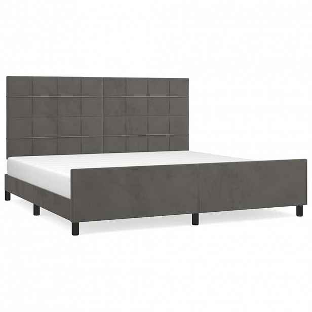 vidaXL Rám postele bez matrace tmavě šedý 200 x 200 cm samet