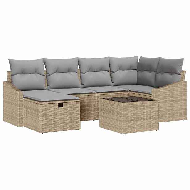 vidaXL Set pohovek 7 ks polyratan