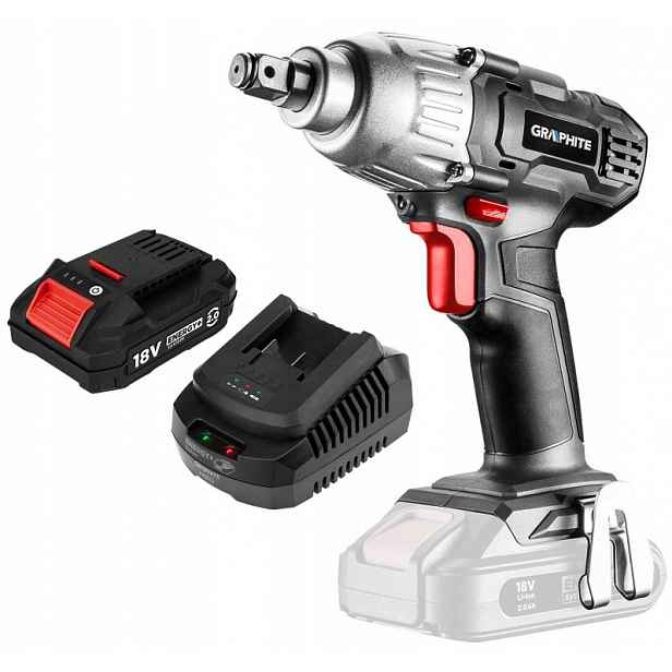 Aku Rázový Utahovák Graphite Akumulátor 2AH Energy 18V 1/2 58G018 Sada Nabíječka