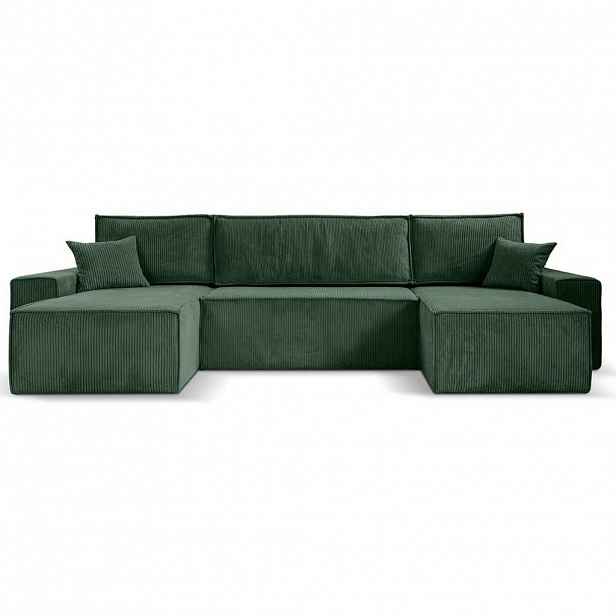 Beautysofa SEDACÍ SOUPRAVA Hektor U s funkcí spaní, 377 cm, tmavě zelená