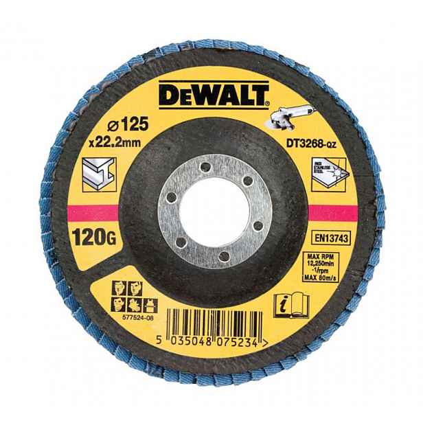 DeWALT - Lamelový brusný kotouč, P120, průměr 125 mm DT3268