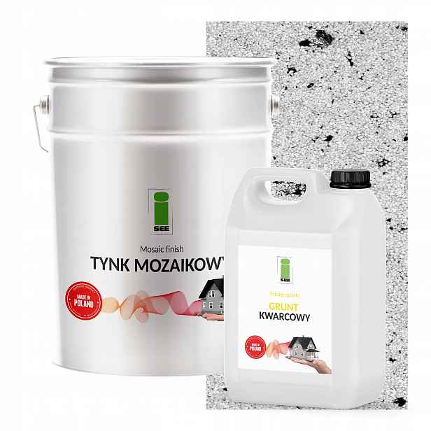 Mozaiková Omítka Bílá S Černou Mikou 100 kg Půda 7,5 kg Sada Na 25 m2
