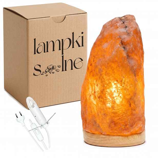 solná lampa Kłodawska Polska 10-13 Kg ionizátor na světlém Bukovém podstavci