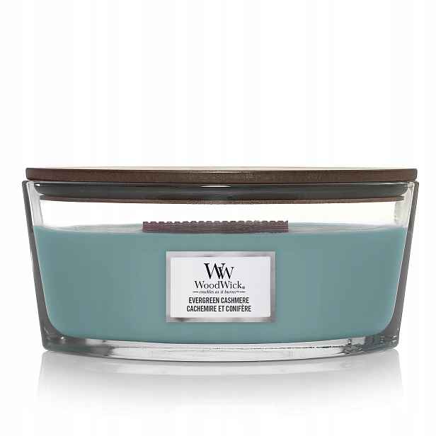 Vonná svíčka sójová Evergreen Cashmere Woodwick Loďka Elipsa Velká 453,6