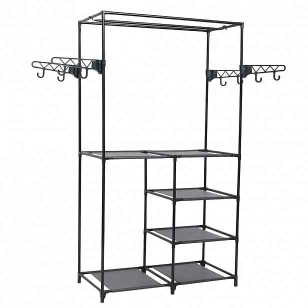 vidaXL Stojan na oblečení ocel a netkaná textilie 87x44x158 cm černý