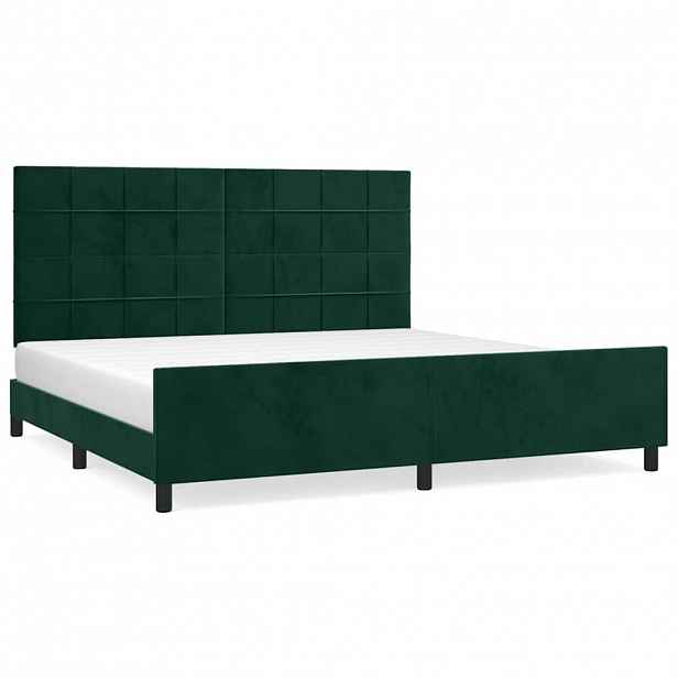 vidaXL Rám postele bez matrace tmavě zelená 200 x 200 cm samet