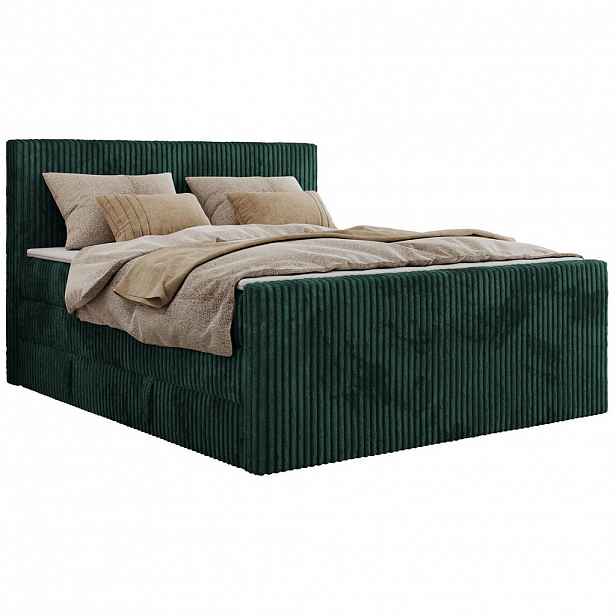 MKS POSTEL BOXSPRING TILIANO KING DUO 180/200 - Tmavě zelená manšestr - H3