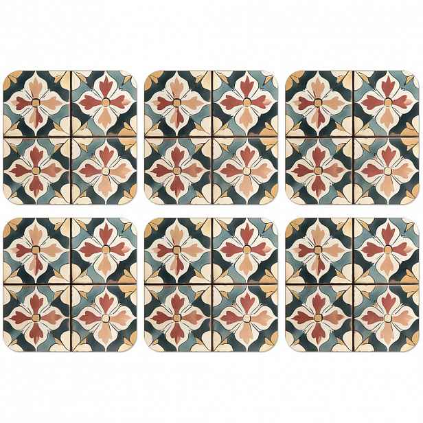 MuchoWow SADA 6 PODTÁCKŮ POD SKLENIČKY Dekorace - Dlaždice - Španělština - Vintage 10x10 cm