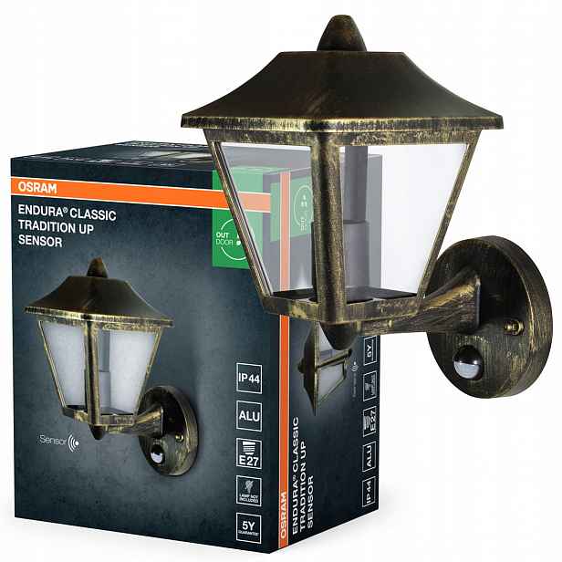Zahradní nástěnné svítidlo Fasádní lampa Lampa E27 IP44 Snímač pohybu Osram