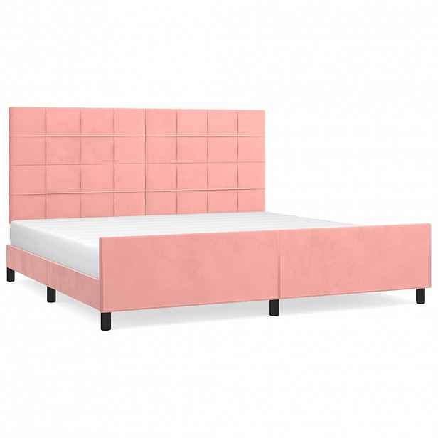 vidaXL Rám postele s čelem růžový 200x200 cm samet
