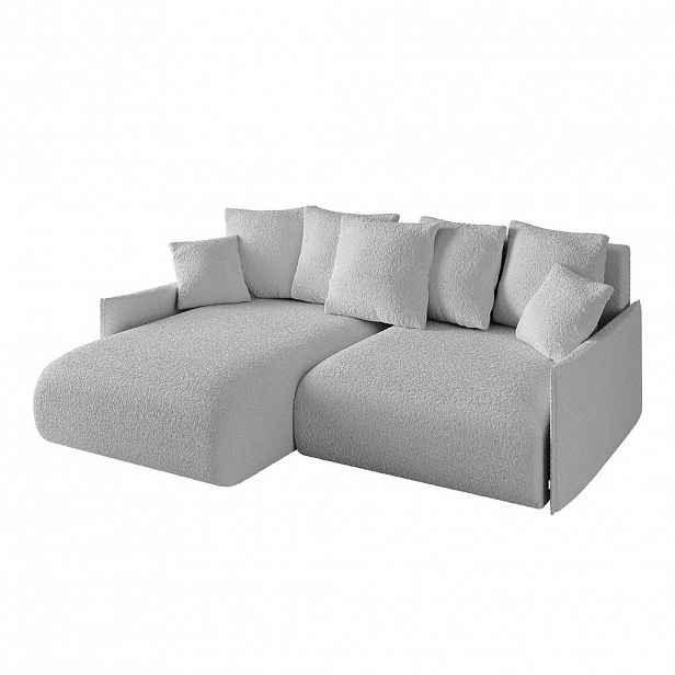 ALTDECOR ROHOVÁ SEDACÍ SOUPRAVA s otomanem vlevo ONESK-L -v1 216x177x72 světle šedá buklé