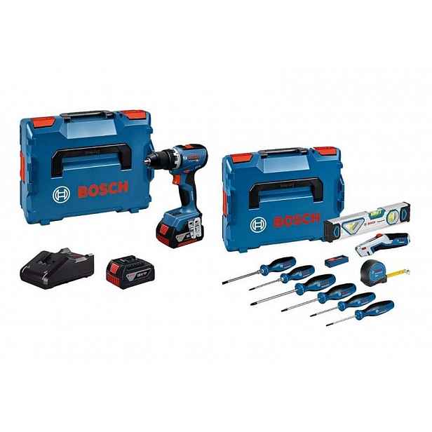 Bosch - 18V AKU vrtací šroubovák GSR 18V-65, s příslušenstvím, 2x aku 5,0 Ah Li-Ion, nabíječka 0615A5007K